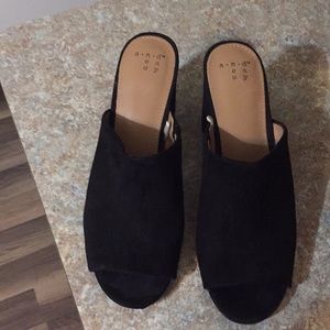 Black target bootie heels